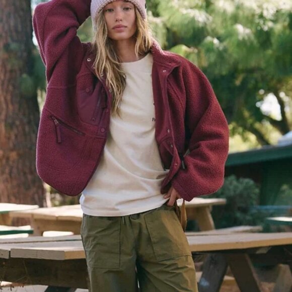 Free People X Hatch Hit the Slopes Pullover Jacket | Dark Red Burgundy - Picture 6 of 14